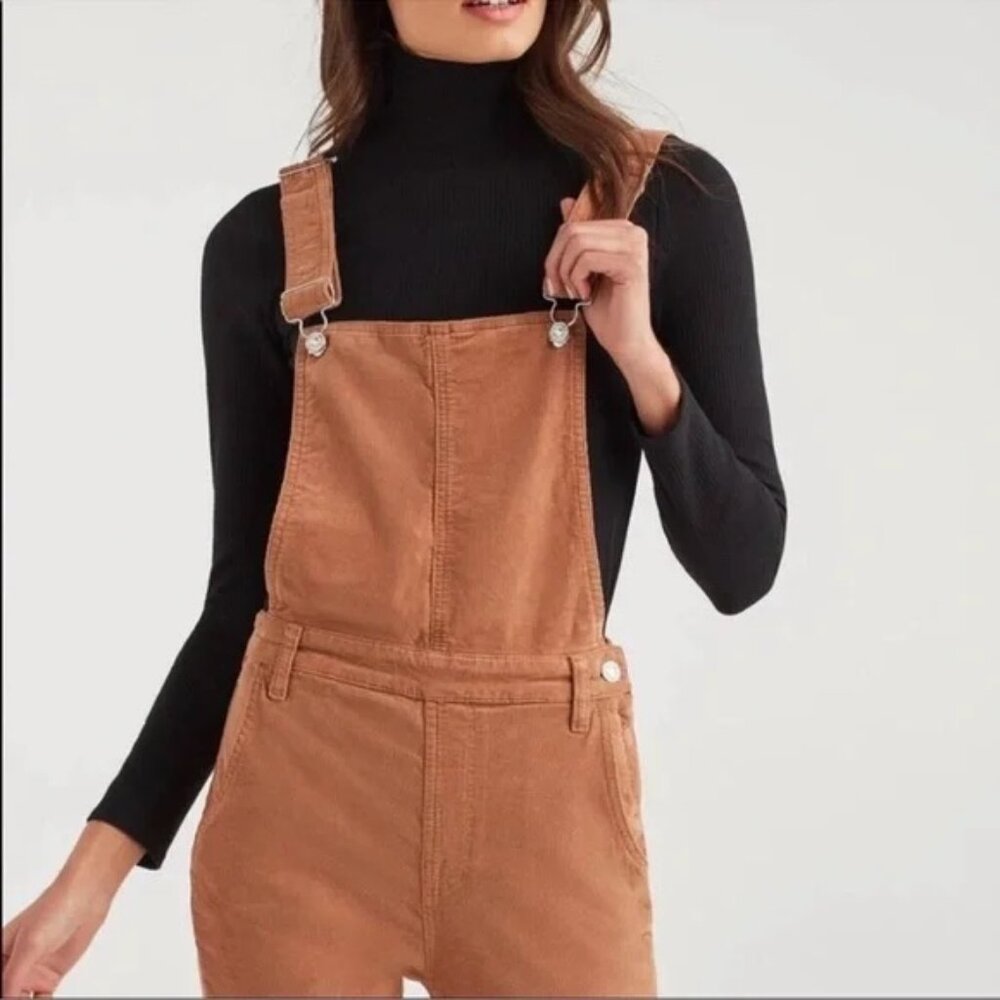 7 For All Mankind Corduroy Overalls Size XS Penny Brown Tan
